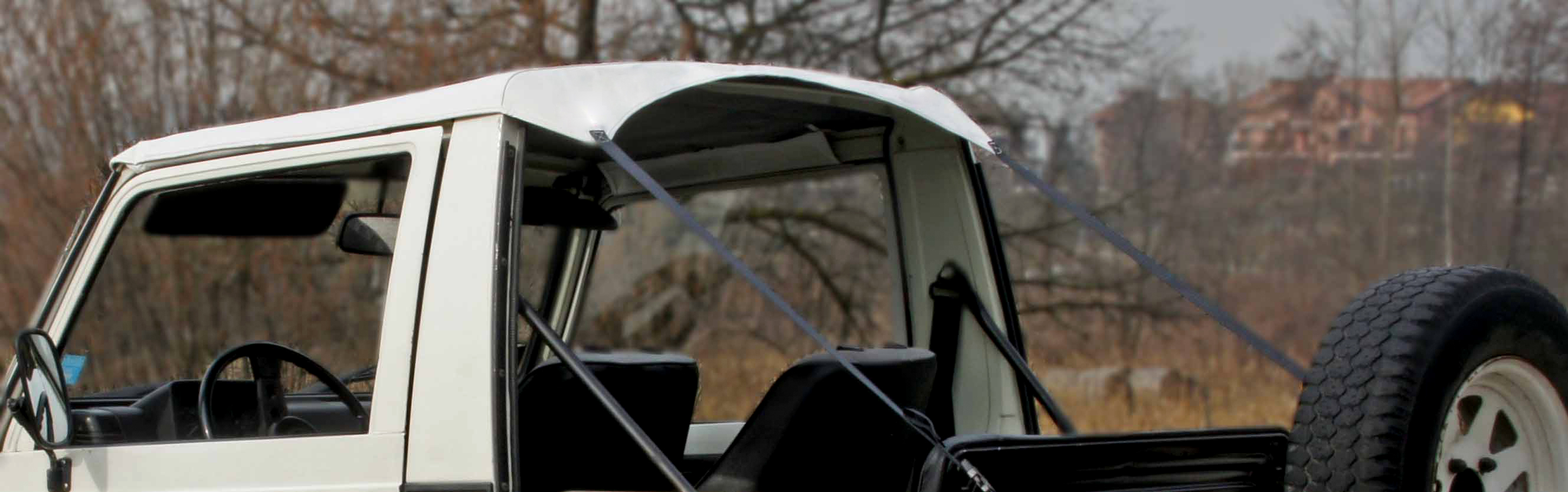 thumbnail image 2 of Black Denim Bikini Bimini Top For 1986-1994 Suzuki Samurai - Front Soft Top 2 of 6